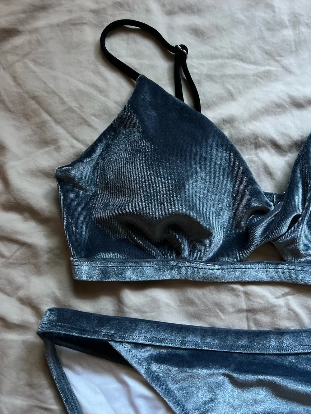 Shimmery Blue Velvet Bikini Set